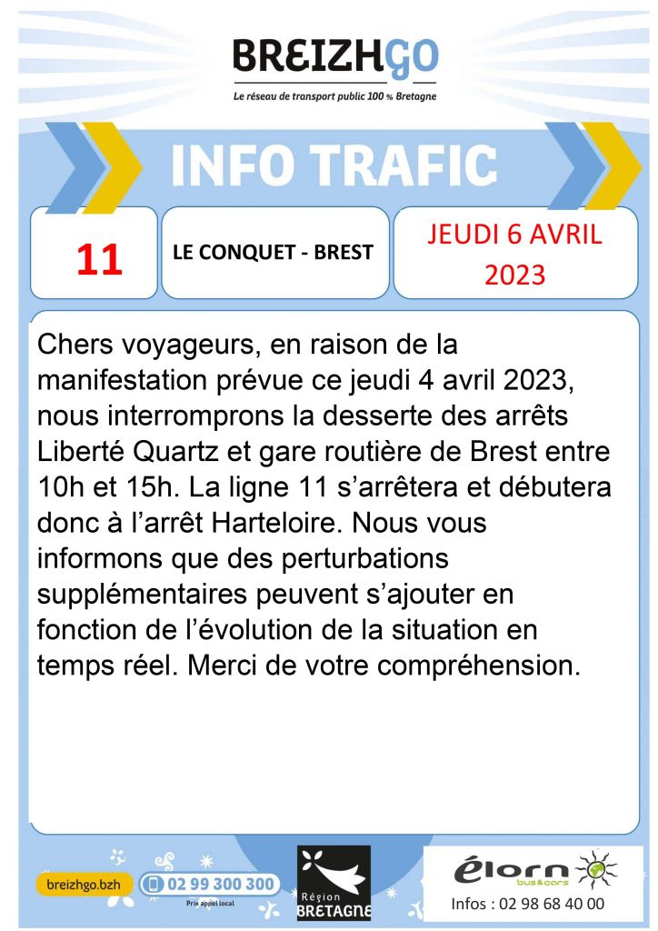 Info trafic manifestation Brest